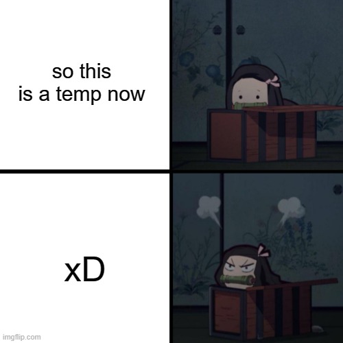 nezuko | so this is a temp now; xD | image tagged in nezuko | made w/ Imgflip meme maker