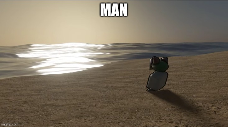 Tiky at the beach | MAN | image tagged in tiky at the beach | made w/ Imgflip meme maker