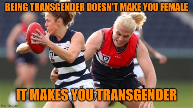 Trangender people should have their own athletics | BEING TRANSGENDER DOESN'T MAKE YOU FEMALE; IT MAKES YOU TRANSGENDER | image tagged in transgender isn't target gender | made w/ Imgflip meme maker