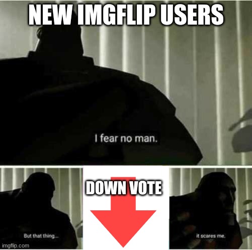 TRUE | NEW IMGFLIP USERS; DOWN VOTE | image tagged in i fear no man | made w/ Imgflip meme maker