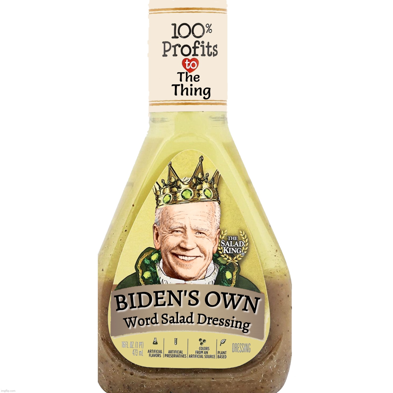 Bad Photoshop Sunday presents:  Artificial flavors, artificial preservatives | image tagged in bad photoshop sunday,joe biden,newman's own,word salad | made w/ Imgflip meme maker