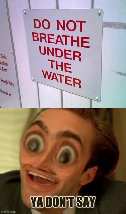 Do not breathe under the water sign |  YA DON'T SAY | image tagged in weird ya don't say,reposts,repost,funny signs,memes,meme | made w/ Imgflip meme maker