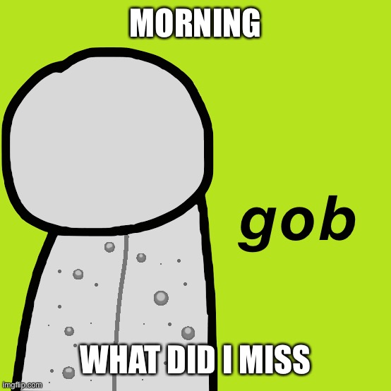 Gob Dream | MORNING; WHAT DID I MISS | image tagged in gob dream | made w/ Imgflip meme maker