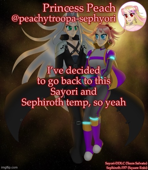 Sayori and Sephiroth | I’ve decided to go back to this Sayori and Sephiroth temp, so yeah | image tagged in sayori and sephiroth | made w/ Imgflip meme maker