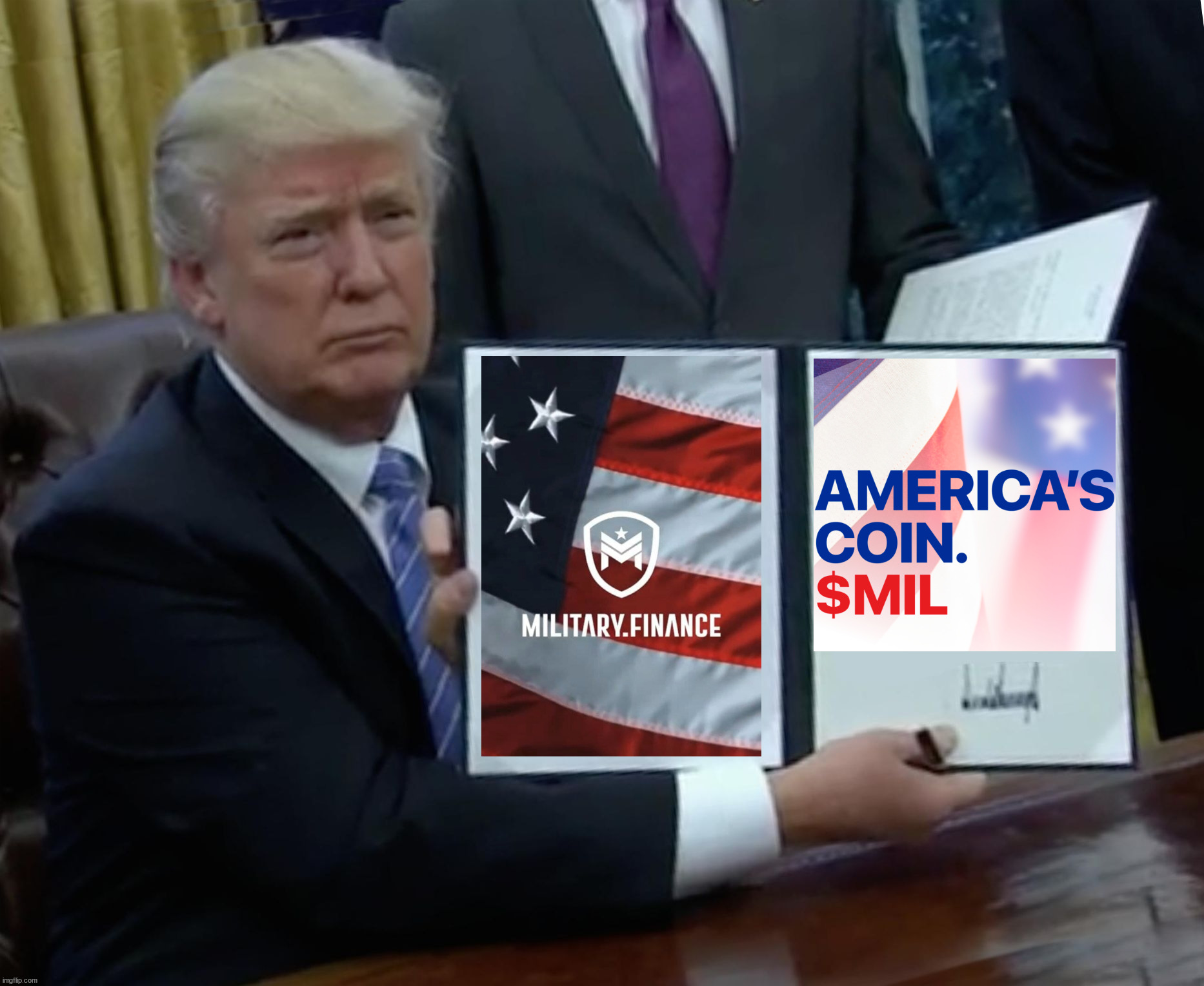 Bigly Crypto | image tagged in memes,trump bill signing | made w/ Imgflip meme maker