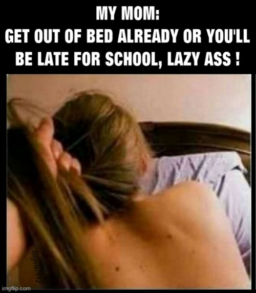 image tagged in moms,school,daughter,pony tail,classes,lazy | made w/ Imgflip meme maker