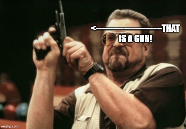 Donger! | <------------------------THAT IS A GUN! | image tagged in memes,am i the only one around here | made w/ Imgflip meme maker