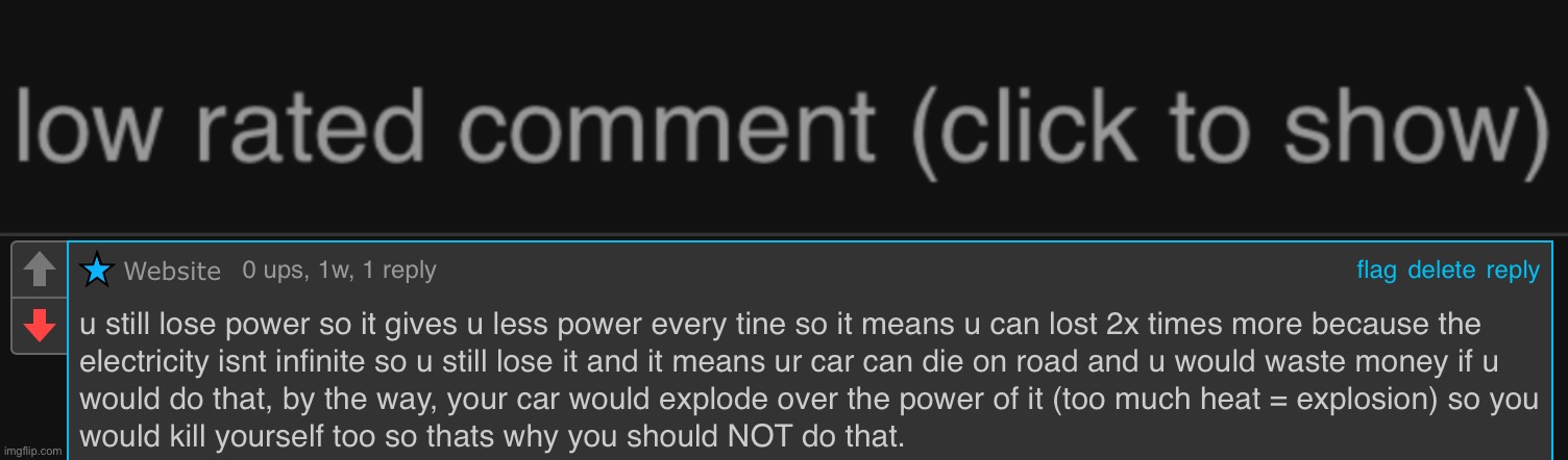 image tagged in low rated comment dark mode version | made w/ Imgflip meme maker
