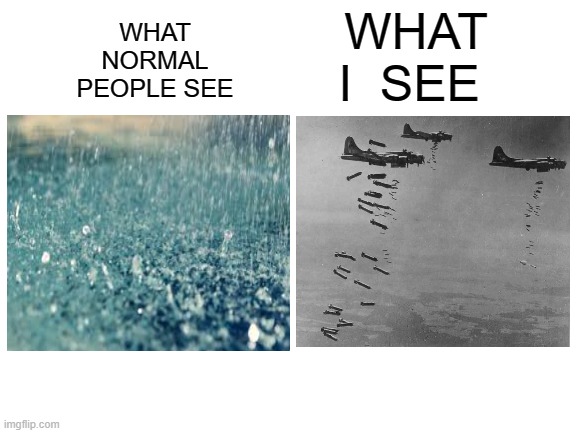 Blank White Template |  WHAT I  SEE; WHAT NORMAL PEOPLE SEE | image tagged in blank white template | made w/ Imgflip meme maker