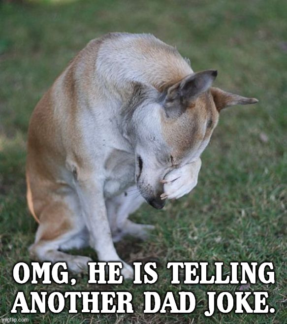Happy father's day | OMG, HE IS TELLING ANOTHER DAD JOKE. | image tagged in happy father's day,dogs | made w/ Imgflip meme maker