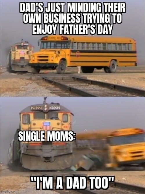 Ironic, since trains probably got them where they are today! | image tagged in trains,fathers day,single mom | made w/ Imgflip meme maker