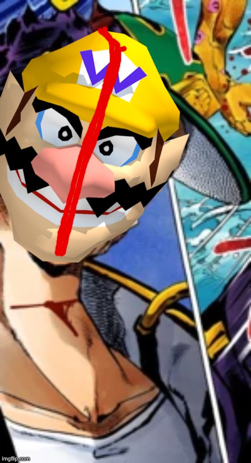 wario gets his face sliced in half by pucci.mp3 | made w/ Imgflip meme maker