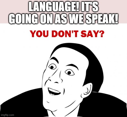 You Don't Say | LANGUAGE! IT'S GOING ON AS WE SPEAK! | image tagged in memes,you don't say,funny memes,meme,funny meme,language | made w/ Imgflip meme maker