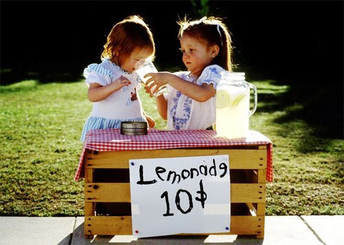 Kids with lemonade stand Blank Meme Template