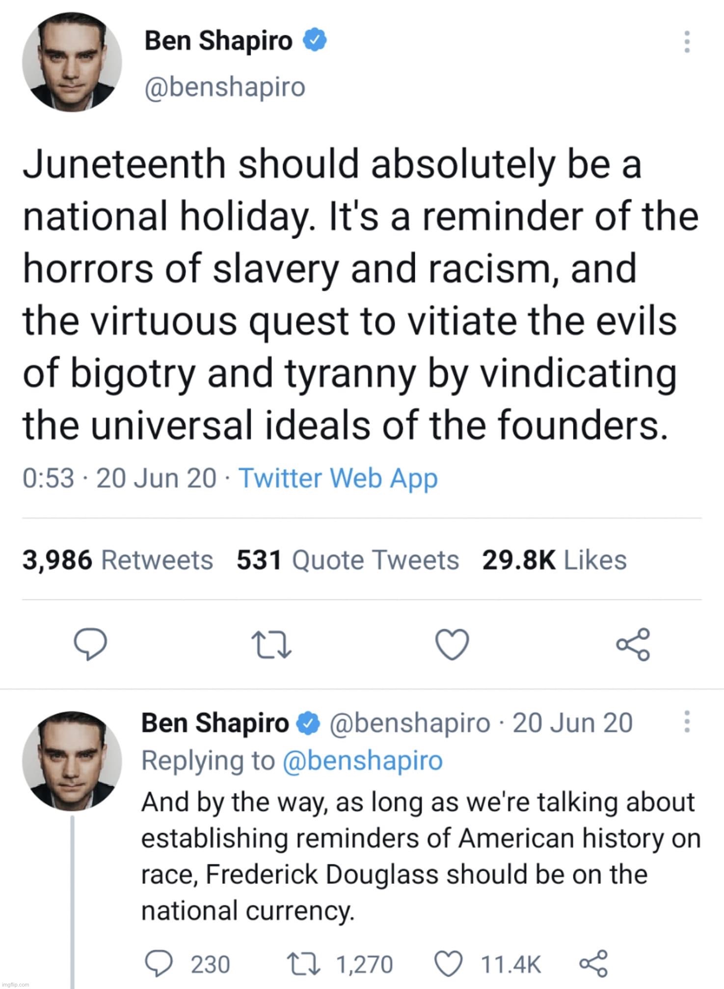 ben would have made it a holiday last year, take that leftists, maga | image tagged in ben shapiro juneteenth,leftists,maga,ben shapiro,racism,twitter | made w/ Imgflip meme maker