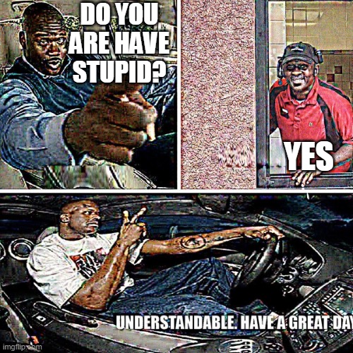 Understandable, have a great day | DO YOU ARE HAVE STUPID? YES | image tagged in understandable have a great day | made w/ Imgflip meme maker