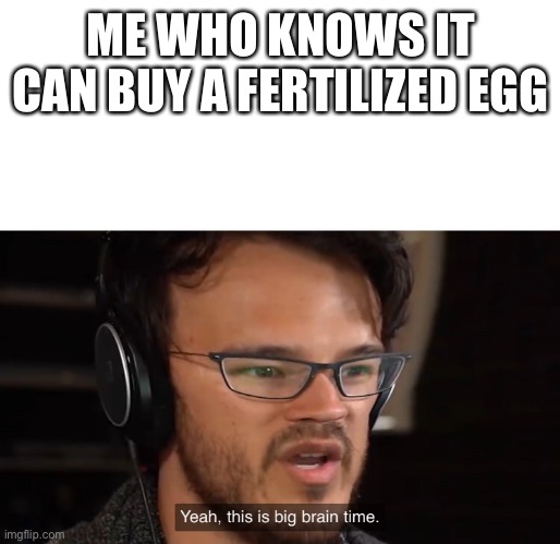 It's Big Brain Time | ME WHO KNOWS IT CAN BUY A FERTILIZED EGG | image tagged in it's big brain time | made w/ Imgflip meme maker