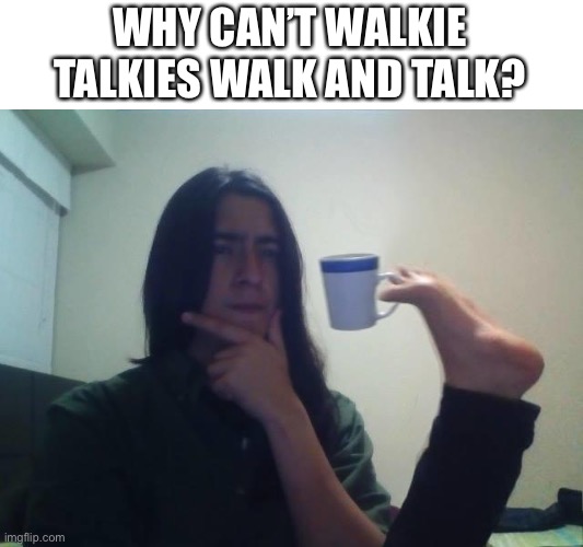 Good question... | WHY CAN’T WALKIE TALKIES WALK AND TALK? | image tagged in teacup snape,memes,interesting,good question | made w/ Imgflip meme maker