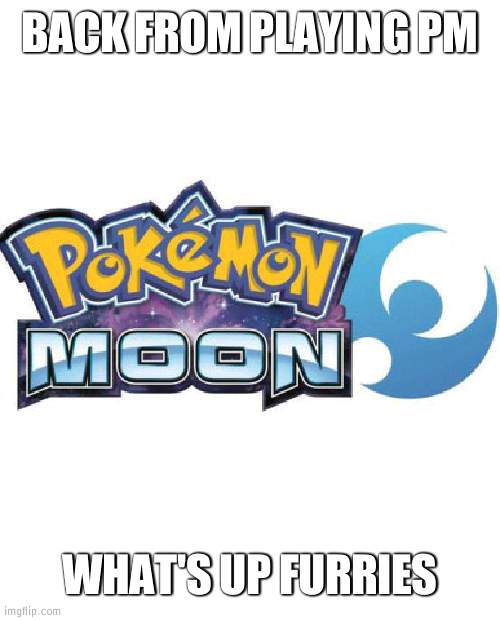PS: NOT the sky | BACK FROM PLAYING PM; WHAT'S UP FURRIES | image tagged in pokemon moon | made w/ Imgflip meme maker
