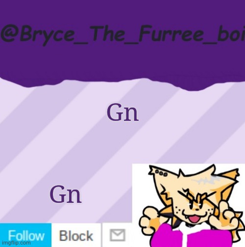 @Bryce_The_Furree_boi | Gn; Gn | image tagged in bryce_the_furree_boi | made w/ Imgflip meme maker