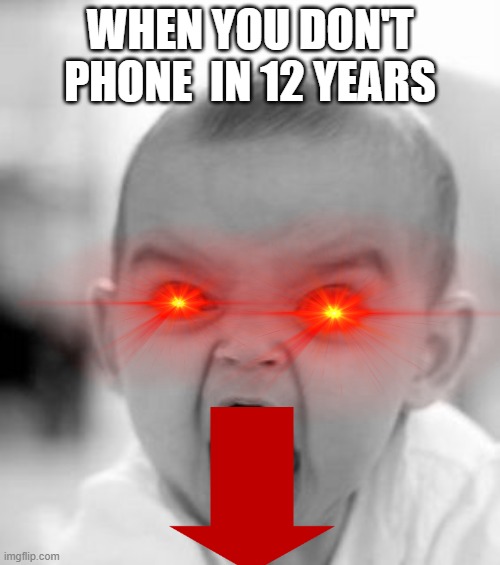 omg crap |  WHEN YOU DON'T PHONE  IN 12 YEARS | image tagged in memes,angry baby,me angry,angry baby yoda | made w/ Imgflip meme maker
