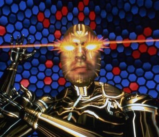 Lawnmower Man Glowing Eyes | image tagged in lawnmower man glowing eyes | made w/ Imgflip meme maker