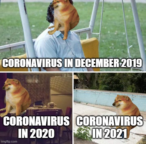 Sad Pablo Escobar | CORONAVIRUS IN DECEMBER 2019; CORONAVIRUS IN 2020; CORONAVIRUS IN 2021 | image tagged in memes,sad pablo escobar | made w/ Imgflip meme maker