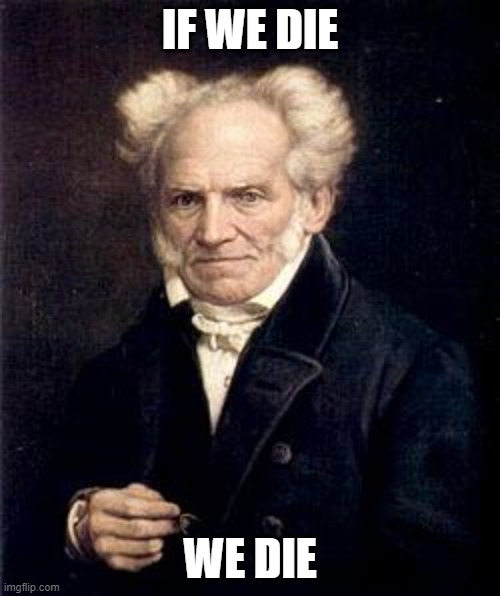 Arthur Schopenhauer | IF WE DIE; WE DIE | image tagged in arthur schopenhauer | made w/ Imgflip meme maker