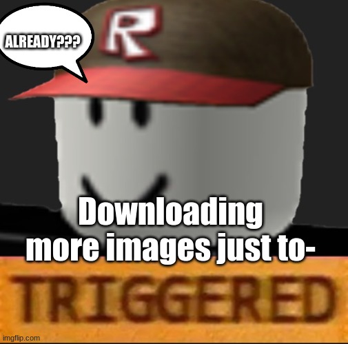 Roblox Triggered | ALREADY??? Downloading more images just to- | image tagged in roblox triggered | made w/ Imgflip meme maker