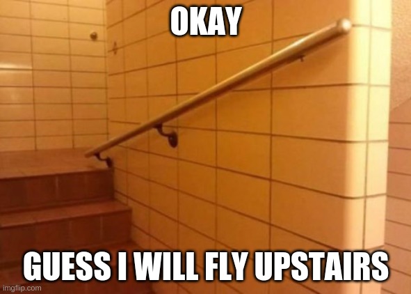 You had one job | OKAY; GUESS I WILL FLY UPSTAIRS | image tagged in you had one job | made w/ Imgflip meme maker