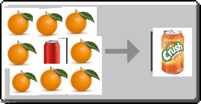 How to craft a crush (orange soda) | image tagged in crafting table gui | made w/ Imgflip meme maker