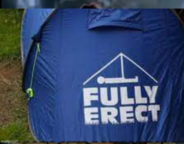 Fully erect is a tent company | image tagged in funny memes,dank memes | made w/ Imgflip meme maker