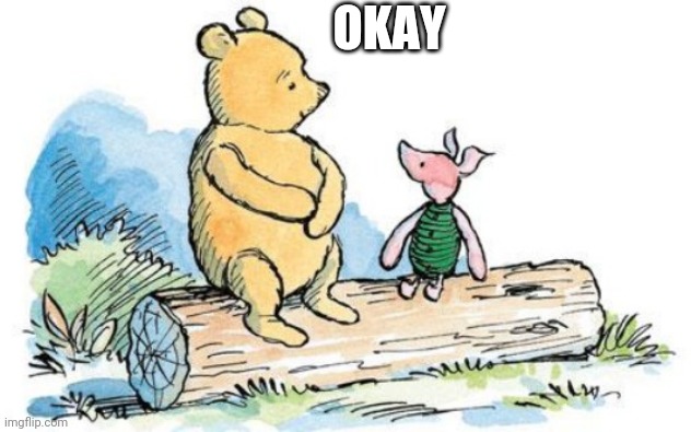 winnie the pooh and piglet | OKAY | image tagged in winnie the pooh and piglet | made w/ Imgflip meme maker