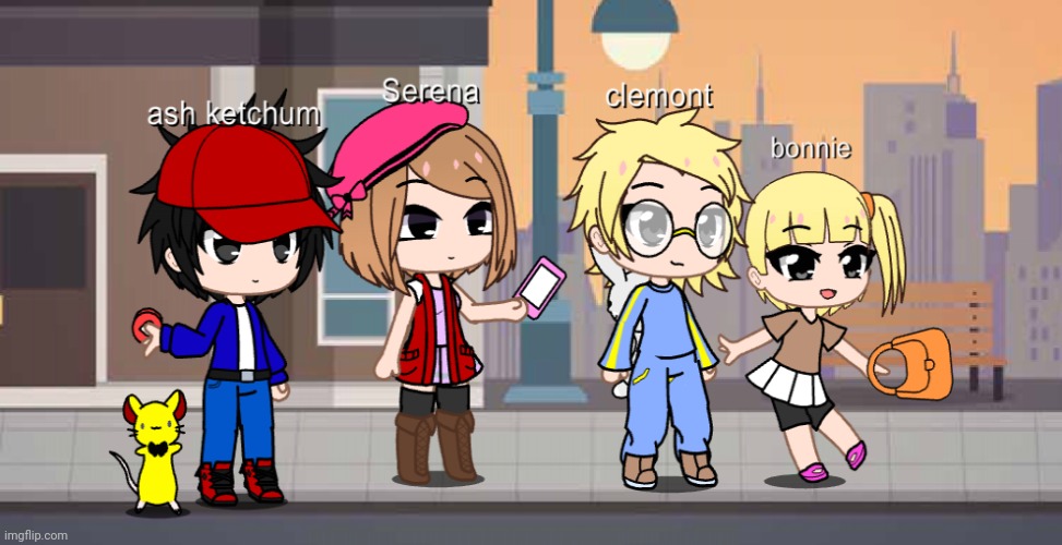 I was bored so I made ash and his friends in kalos | image tagged in gacha club,pokemon | made w/ Imgflip meme maker