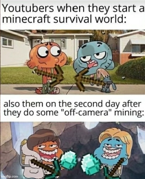 image tagged in memes,repost,minecraft,youtubers,minecraft youtubers,the amazing world of gumball | made w/ Imgflip meme maker
