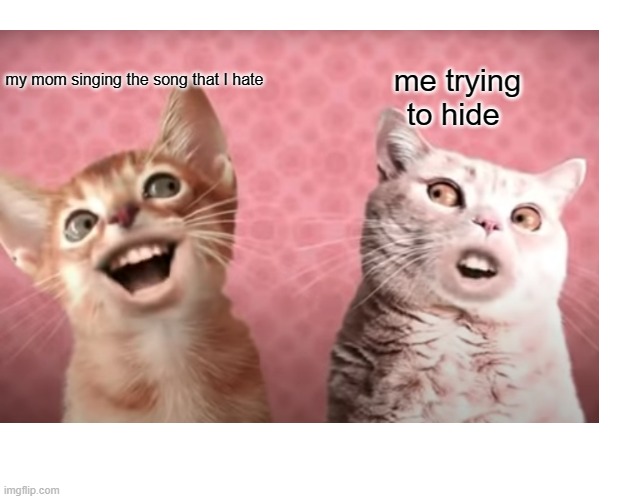 oops! | my mom singing the song that I hate; me trying to hide | image tagged in cat,song | made w/ Imgflip meme maker