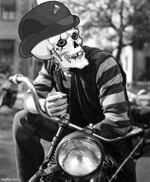 CraniumGang | image tagged in craniumgang,skull,skeleton,wickedcraniums,motorcycle,gang | made w/ Imgflip meme maker