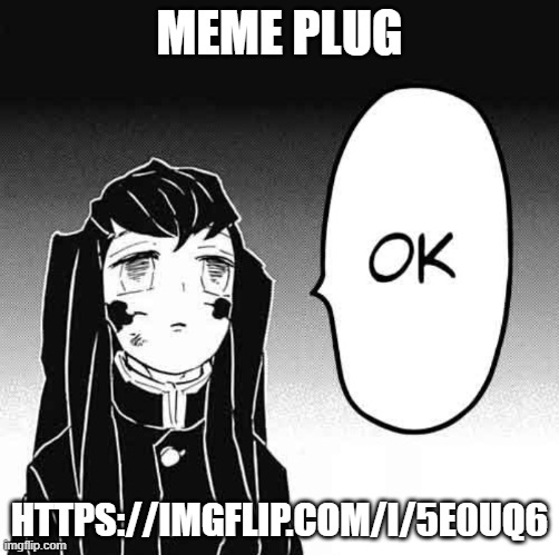 demon slayer ok | MEME PLUG; HTTPS://IMGFLIP.COM/I/5E0UQ6 | image tagged in demon slayer ok | made w/ Imgflip meme maker