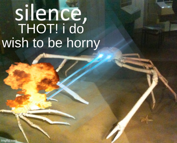 silence THOT! | THOT! i do wish to be horny | image tagged in silence crab | made w/ Imgflip meme maker