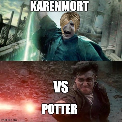 Harry Potter meme | KARENMORT; VS; POTTER | image tagged in harry potter meme | made w/ Imgflip meme maker