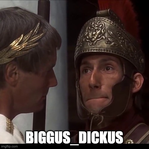 Biggus Dickus | BIGGUS_DICKUS | image tagged in biggus dickus | made w/ Imgflip meme maker