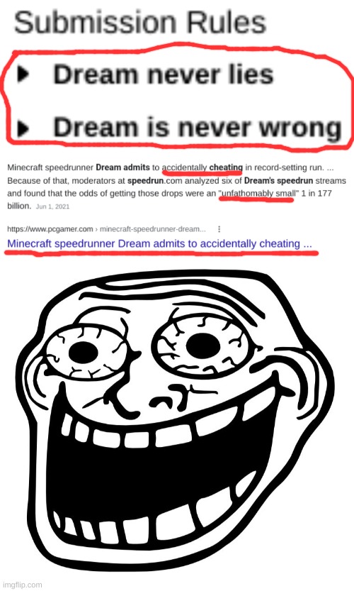 Ban me, I dare you, noob | image tagged in crazy trollface,dream lies,dream is wrong,memes,funny,dastarminers awesome memes | made w/ Imgflip meme maker