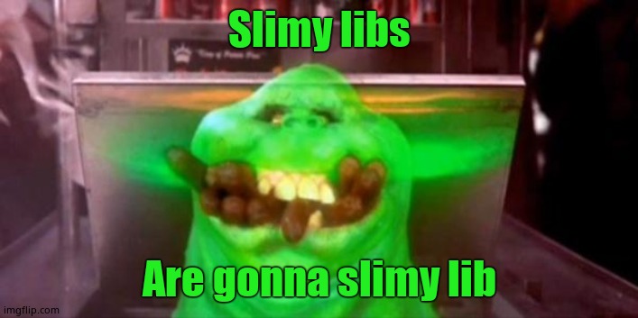 Slimer hot dogs | Slimy libs Are gonna slimy lib | image tagged in slimer hot dogs | made w/ Imgflip meme maker