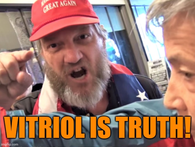 Angry Trump Supporter | VITRIOL IS TRUTH! | image tagged in angry trump supporter | made w/ Imgflip meme maker