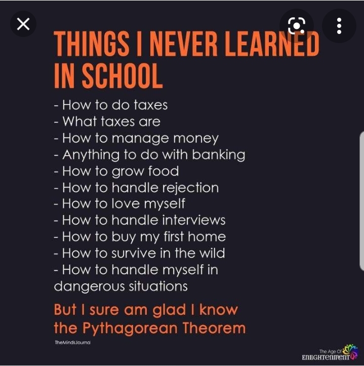 High Quality Things I never learned in school Blank Meme Template