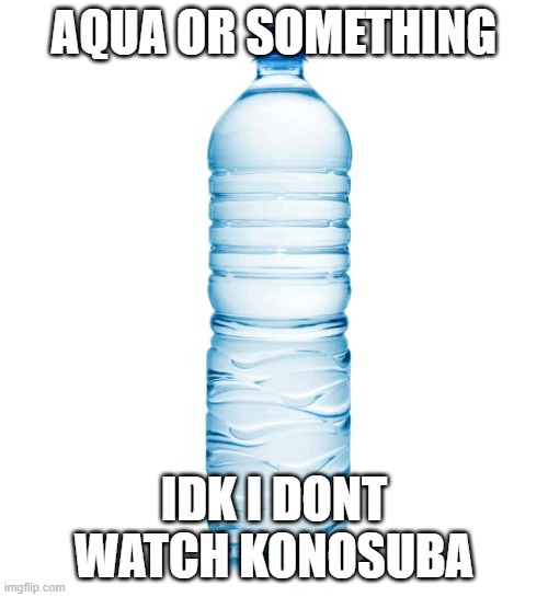 water bottle  | AQUA OR SOMETHING; IDK I DONT WATCH KONOSUBA | image tagged in water bottle | made w/ Imgflip meme maker