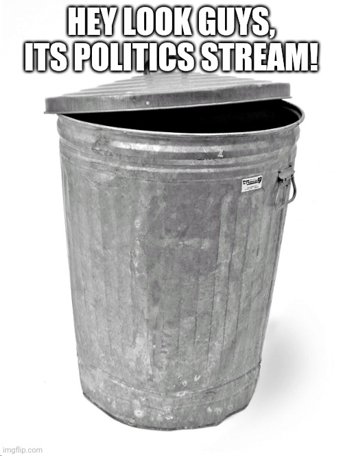Trash Can | HEY LOOK GUYS, ITS POLITICS STREAM! | image tagged in trash can | made w/ Imgflip meme maker