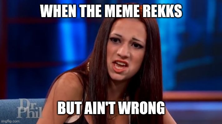 CASH ME OUSSIDE YELLING | WHEN THE MEME REKKS BUT AIN'T WRONG | image tagged in cash me ousside yelling | made w/ Imgflip meme maker