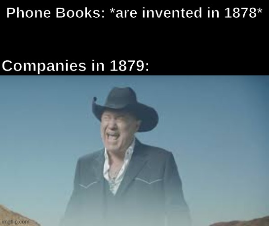 AAAAAAAAAAAAAAAAAAAAAAAAAAA | Phone Books: *are invented in 1878*; Companies in 1879: | image tagged in aaaaaaaaaaaaaaaaaaaaaaaaaaa | made w/ Imgflip meme maker