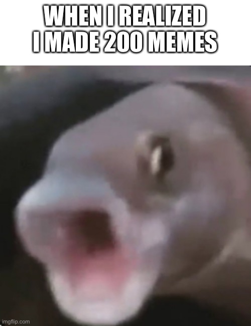 Y u h |  WHEN I REALIZED I MADE 200 MEMES | image tagged in poggers fish,pog,yay | made w/ Imgflip meme maker